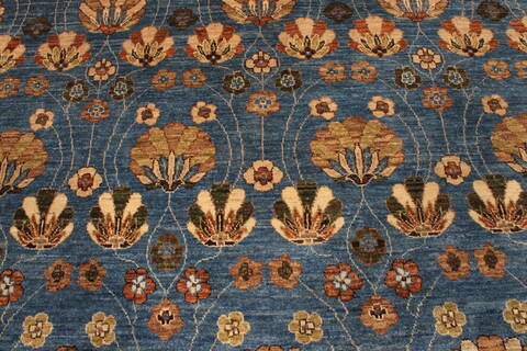 Pishavar Blue Hand Knotted 811 X 1111  Area Rug 301-135888 Image 4