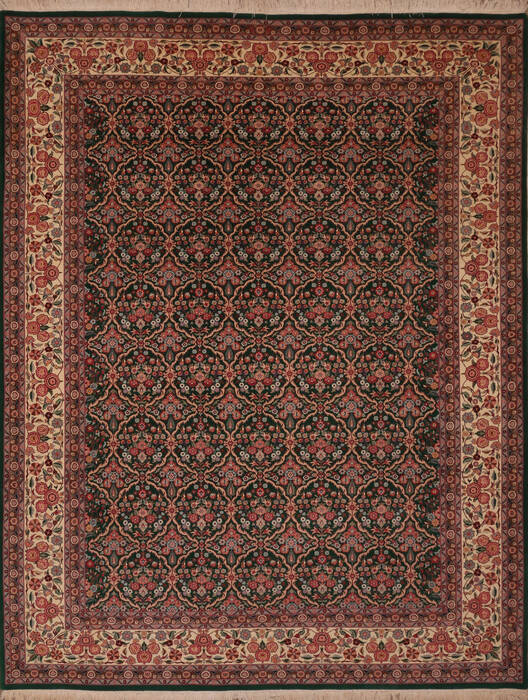 Pishavar Green Hand Knotted 92 X 123  Area Rug 301-135891 Image 0
