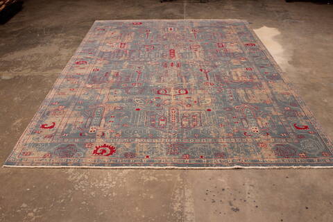 Pishavar Blue Hand Knotted 810 X 123  Area Rug 301-135893 Image 1