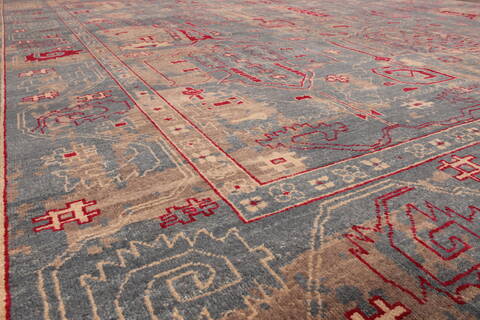 Pishavar Blue Hand Knotted 810 X 123  Area Rug 301-135893 Image 4