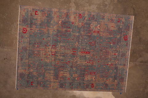 Pishavar Blue Hand Knotted 810 X 123  Area Rug 301-135893 Image 7