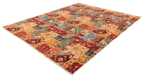Chobi Multicolor Hand Knotted 82 X 99  Area Rug 700-135896 Image 2