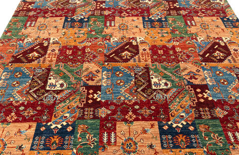 Chobi Multicolor Hand Knotted 82 X 99  Area Rug 700-135896 Image 4