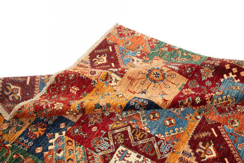 Chobi Multicolor Hand Knotted 82 X 99  Area Rug 700-135896 Image 5