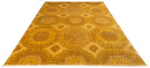Chobi Yellow Hand Knotted 81 X 103  Area Rug 700-135899 Image 1