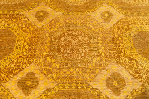 Chobi Yellow Hand Knotted 81 X 103  Area Rug 700-135899 Image 3