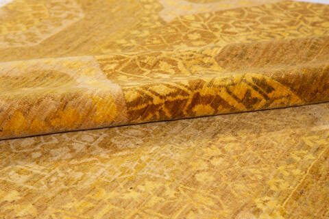 Chobi Yellow Hand Knotted 81 X 103  Area Rug 700-135899 Image 7