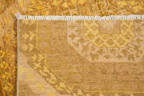 Chobi Yellow Hand Knotted 81 X 103  Area Rug 700-135899 Image 8
