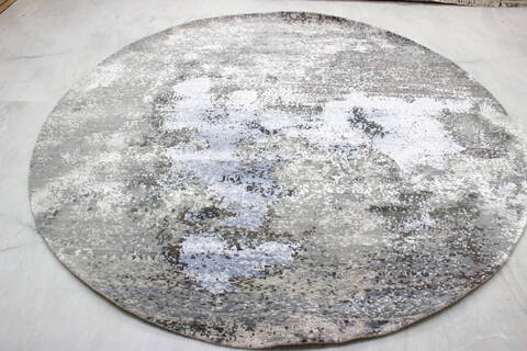 Jaipur Grey Round Hand Knotted 81 X 81  Area Rug 905-135958 Image 1