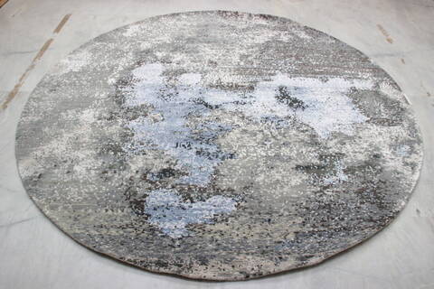Jaipur Grey Round Hand Knotted 81 X 81  Area Rug 905-135958 Image 2