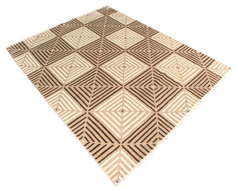 Modern Beige Hand Knotted 711 X 911  Area Rug 904-135967 Image 2
