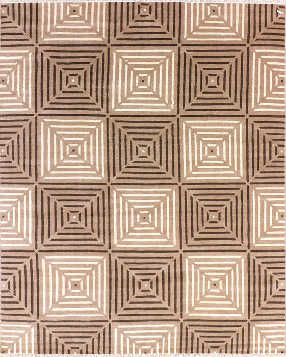 Modern Beige Hand Knotted 711 X 911  Area Rug 904-135967 Image 0