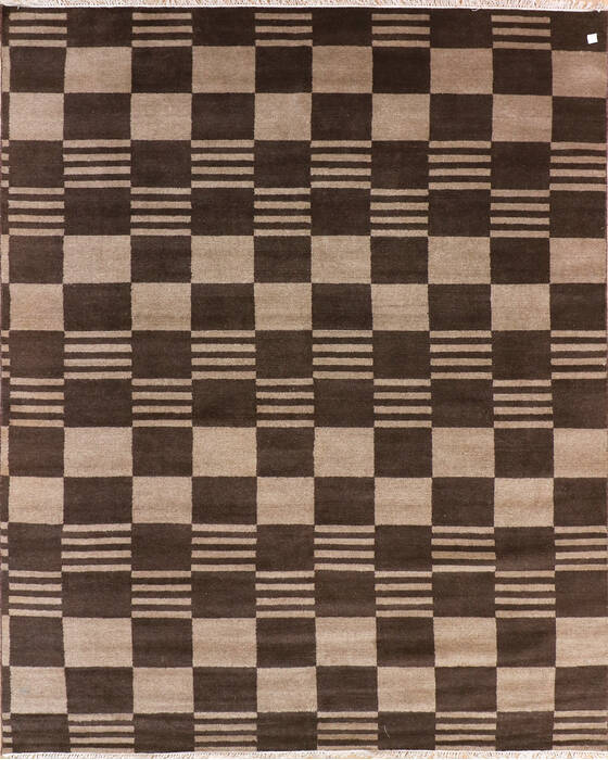 Modern Beige Hand Knotted 79 X 100  Area Rug 904-135969 Image 0