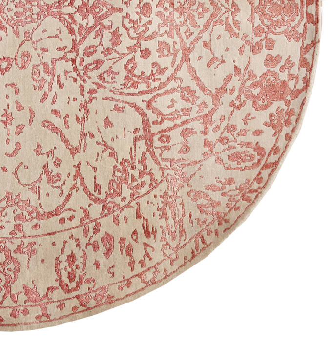 Modern Red Round Hand Made 100 X 100  Area Rug 902-136051 Image 1