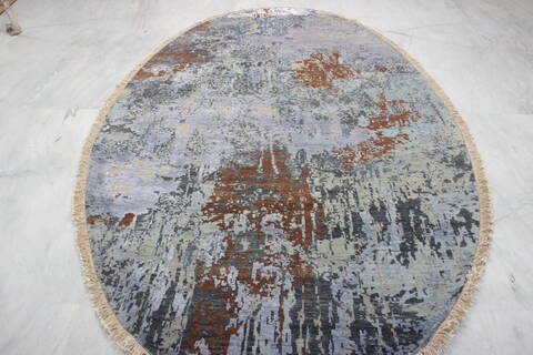 Jaipur Grey Oval Hand Knotted 60 X 90  Area Rug 905-136285 Image 3