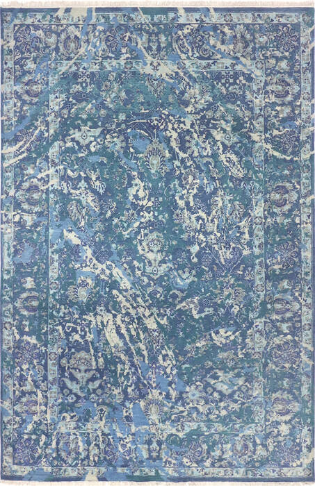 Modern Blue Hand Knotted 60 X 91  Area Rug 904-136320 Image 0