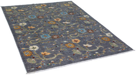 Chobi Grey Hand Knotted 51 X 66  Area Rug 700-136420 Image 3