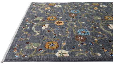 Chobi Grey Hand Knotted 51 X 66  Area Rug 700-136420 Image 5