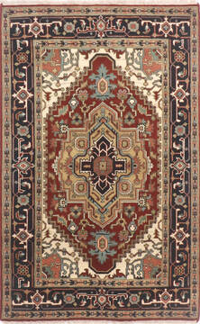 Heriz Multicolor Hand Knotted 4'0" X 6'0"  Area Rug 904-136487