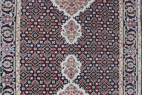 Mahi Black Runner Hand Knotted 25 X 80  Area Rug 902-136785 Image 2