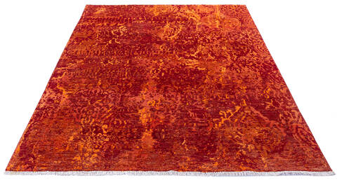 Modern Red Hand Knotted 59 X 79  Area Rug 700-136930 Image 1