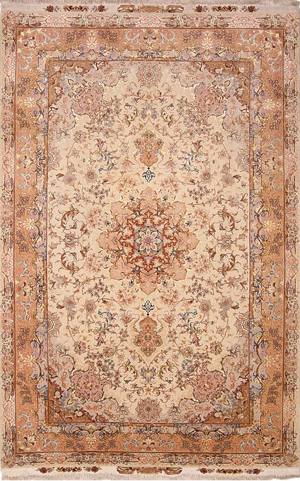 Tabriz Beige Hand Knotted 66 X 102  Area Rug 254-136998 Image 0