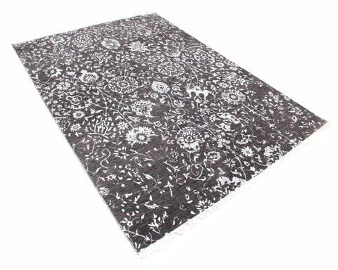 Modern Black Hand Knotted 811 X 121  Area Rug 904-137117 Image 1