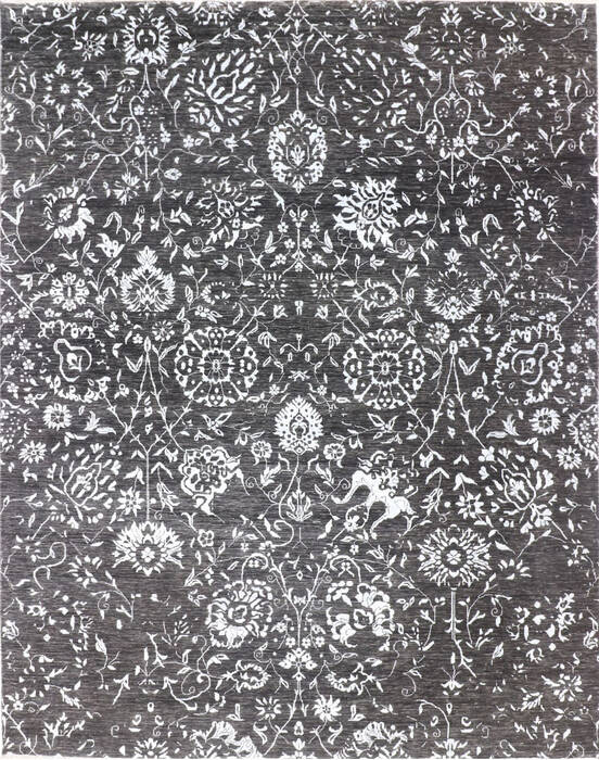 Modern Black Hand Knotted 811 X 121  Area Rug 904-137117 Image 0