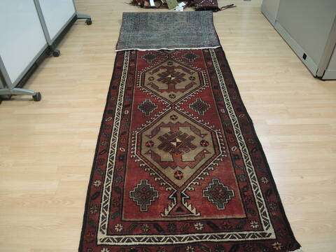 Khan Mohammadi Red Runner Hand Knotted 311 X 145  Area Rug 100-137131 Image 3