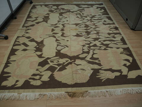 Pishavar Beige Hand Knotted 102 X 82  Area Rug 100-137156 Image 2