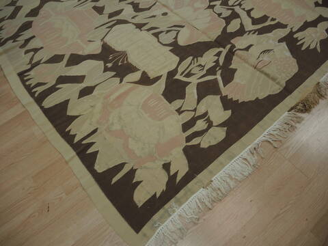 Pishavar Beige Hand Knotted 102 X 82  Area Rug 100-137156 Image 3