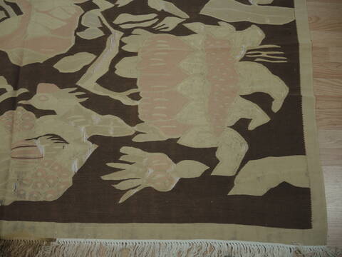 Pishavar Beige Hand Knotted 102 X 82  Area Rug 100-137156 Image 4