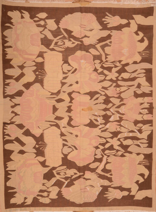 Pishavar Beige Hand Knotted 102 X 82  Area Rug 100-137156 Image 0