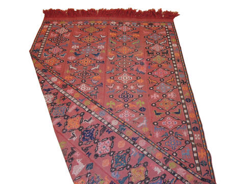 Kilim Red Hand Knotted 311 X 75  Area Rug 100-137251 Image 3