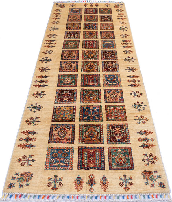 Gabbeh Beige Runner Hand Knotted 210 X 85  Area Rug 100-137366 Image 1