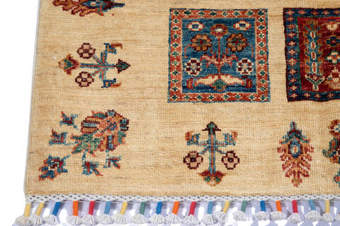 Gabbeh Beige Runner Hand Knotted 210 X 85  Area Rug 100-137366 Image 2