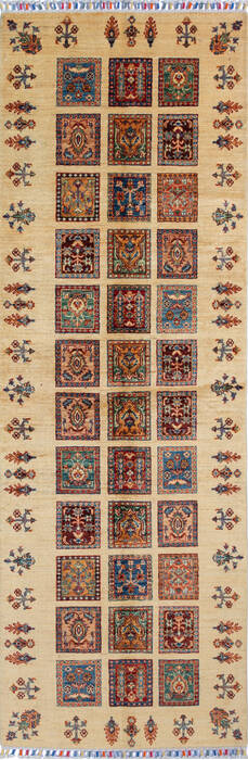 Gabbeh Beige Runner Hand Knotted 210 X 85  Area Rug 100-137366 Image 0