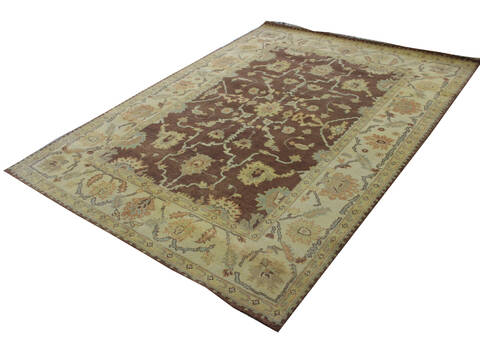 Agra Brown Hand Knotted 60 X 90  Area Rug 902-137507 Image 2