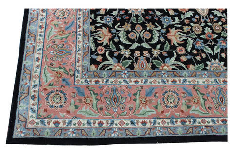 Kashan Black Hand Knotted 80 X 100  Area Rug 902-137522 Image 1