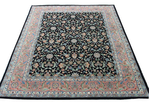 Kashan Black Hand Knotted 80 X 100  Area Rug 902-137522 Image 2