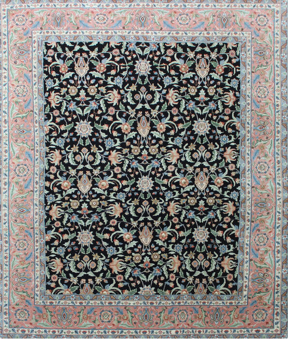 Kashan Black Hand Knotted 80 X 100  Area Rug 902-137522 Image 0