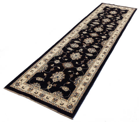 Chobi Black Runner Hand Knotted 28 X 910  Area Rug 700-137607 Image 2