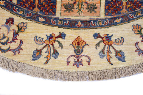 Chobi Beige Round Hand Knotted 69 X 69  Area Rug 700-139940 Image 4