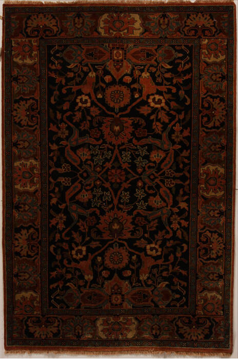 Agra Black Hand Knotted 58 X 85  Area Rug 251-14063 Image 0