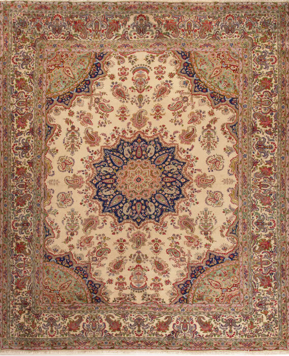 Kerman Beige Hand Knotted 92 X 114  Area Rug 251-14181 Image 0