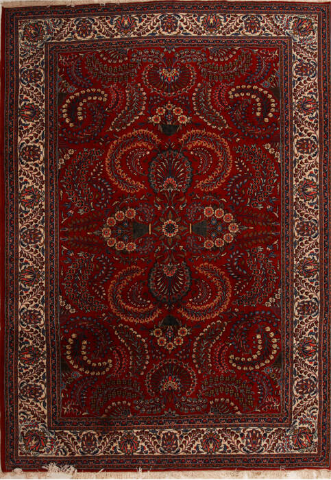 Sarouk Red Hand Knotted 82 X 118  Area Rug 251-14223 Image 0