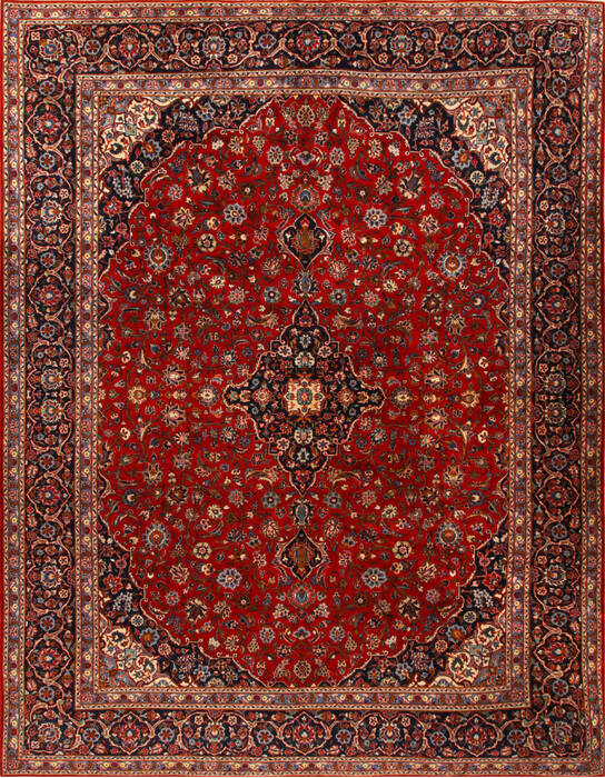 Kashan Red Hand Knotted 910 X 126  Area Rug 251-14256 Image 0