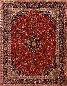 Persian Kashan Red Rectangle 10x12 ft Wool Carpet 14256