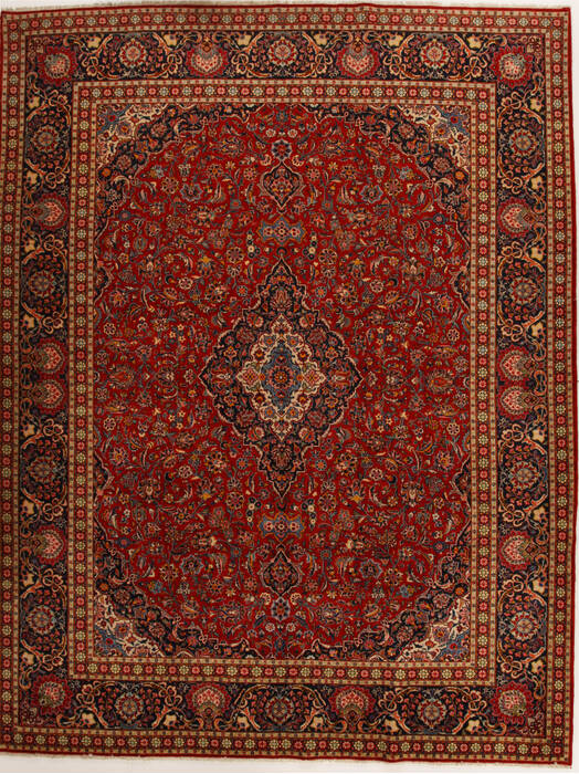 Kashan Red Hand Knotted 102 X 131  Area Rug 251-14260 Image 0