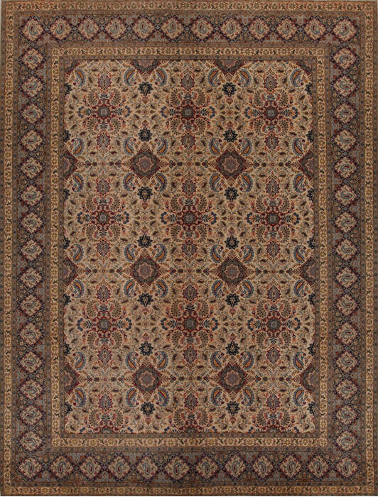 Kashan Beige Hand Knotted 107 X 1311  Area Rug 251-14262 Image 0